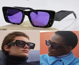 2022 Summer Men Okulary przeciwsłoneczne PR 08ys Fashion Classic Catwalk Style Prostokątna czarna rama fioletowa soczewka luksusowa trend podróżny 9181242