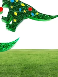 Jul dinosaurie dingle örhänge för kvinnor ny grön glitter akryl smycken mode tillbehör222v3212647
