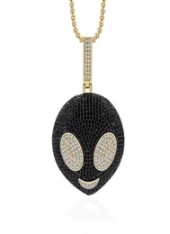 2019 New Personality Fashion Black Color Alien Pendant Necklace Copper Zircon Jewelry Necklace Hip Hop Wind Rap Party Gift9223496