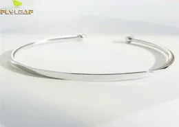 Flyleaf Brand 100 925 Sterling Silver Smooth Round Open Bracelets Bangles For Women Minimalism Lady Fashion Jewellery CX2007061556443