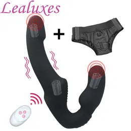 10 Geschwindigkeit trägerloser falscher Penis-Vibrator für Frauen mit Doppelvibration G-Punkt-Spielzeug für Frauen mit Anal- und Prostata-Massagegeräte 240430