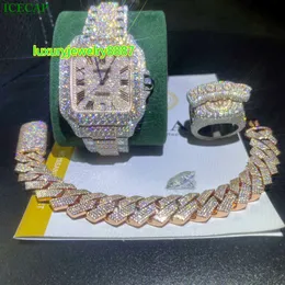 Diamond Mechanical Watches Chain Iced Out 100% Pass Diamond Tester Hip Hop Buss Down Moissanite Watch