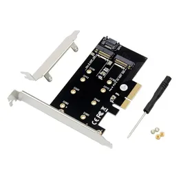 Dual M.2 PCIe-Adapter M2 SSD NVME M Key Sata-basierte B-Schlüssel zu PCI-E 3,0 x 4 Konverterkartenunterstützung 2280 2260 2242 2230