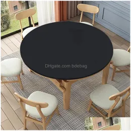 Tala de mesa de cor sólida Toeira redonda de toalha de mesa ELASTIC ELÁSTICA ERS para decoração de cozinha interna e externa Decoração doméstica Drop del Dh295