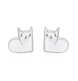 TT197 S925 Sterling Silver Needle Super Cute Cats Ear Stud Earrings Female Personality Epoxy Black Cat Jewelry For Young Girl Gif2613165