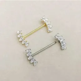 Pierścienie sutkowe 1PC 14G F136 Tytan Star Liść kształt Pierścień sutek kryształowy stal ze stali nierdzewnej kolczyki srebrne kolory tarczy
