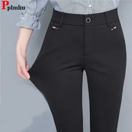 Kvinnors byxor capris kontor stretch raka byxor sydkorea officiella höga midja pantaloner mode ol extra stor mamma byxor newl2405