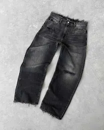 Jeans da uomo femminile moda a bassa vita bassa jeans y2k hip hop donna retrò strappata pantaloni di jeans dritta punk grunge high strt cargo pantaloni h240508