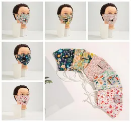 5styles 3layers straw mouth cotton mask washable earhanging dustproof mask floral prinbted can be drinking with straw mask FFA4197817433