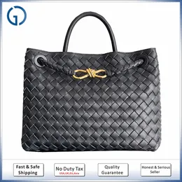 10A+ andiamo handbag tote bag handmade weave leather shoulder crossbody mirror quality designer bag Medium 32cm