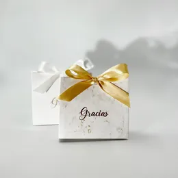 Gift Wrap White Gracias Candy Bag Wedding Favors Boxes Packaging Box Birthday Christmas Baby Shower Party Decor