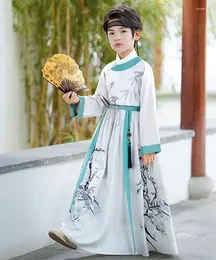衣料品セット中国の漢香料の男の子の子供カーニバルコスプレコスチュームキッズパーティー衣装春夏3-15tの古代の白い