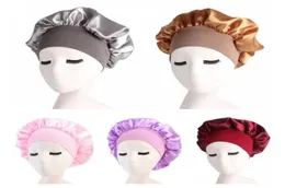 Women039s Satin Solid Widebrimma Sleeping Hat Night Sleep Cap Hair Care Bonnet Nightcap For Women Män unisex Cap Bonnet de Nu4826219