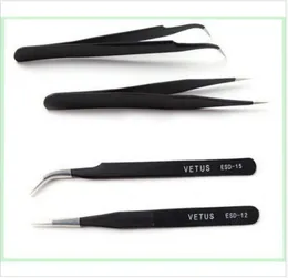 10pcs x Vetus Black Wimpern -Pinzetten für die Wimpernverlängerung und das Klappen von Diamondcrystal Straight und Kurve 1334254