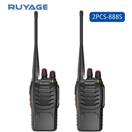 Walkie Talkie Ruyage 888S 2PCS UHF 400-470MHz طويل المدى من الراديو على سطح المكتب 16 شحن سطح المكتب مع سماعات الرأس