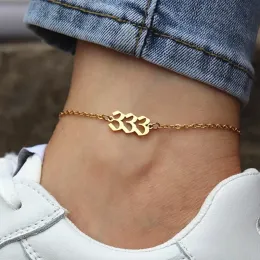 Anklets Angel Number Anklets Custom 111999 Devil Number Pendant Gold Plated Danity Stainless Steel Foot Jewelry Women Anklet Bracelets