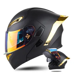 Motorcycle Helmet Matte Black Golden WearResistant Head Protection AntiSlip Motocross Breathable Racing Flip Up Equipment 240509