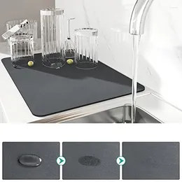 Tapetes de mesa Drenador de prato Mat Super absorvente secagem pia rápida não deslizamento para balcão de cozinha 50x60cm