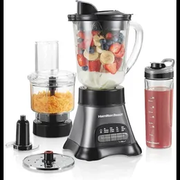 Food Processor Combo With 40oz Glass Jar Portable BlendIn Travel Cup 3 Electric Chopper Attachment 700 Watts 240509