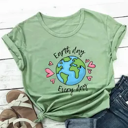 T-shirt femminile stampe per la Giornata della Terra al 100% Pure T-shirt da donna in cotone ogni giorno unisex Sumpt shorts casual sves per proteggere il nostro pianeta Y240509