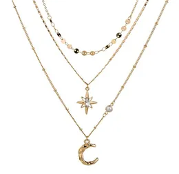 Naszyjniki wiszące biżuterię świąteczną Insatile Tianmang Star Moon Naszyjnik Trendy wielowarstwowy nakarta Kobieta 7602603