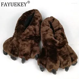 Pantofole fayuekey 2024 primavera inverno casa calda peluche di cotone termico morbido animale divertente artiglio di natali