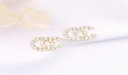 Lettere di cristallo Preal Stud 18k oro oro placcato 925 designer di marchi di lusso argento geometrici famosi donne rotonde cristallo rhinestone pearl4006052