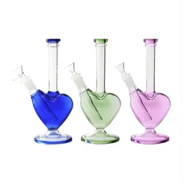 Clearance height 8.6 inches cute pink heart-shaped bong glass hookah, female pink glass hookah bag