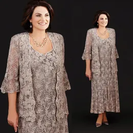 Ann Balon 2019 Mãe dos vestidos de noiva Full Lace Scoop pescoço da mãe desgaste do tornozelo Mães de tamanho grande vestidos de noivo 260f