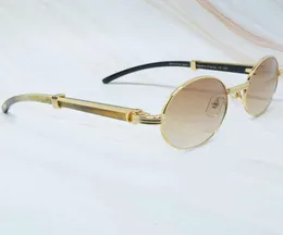 Ienbel oval maschile carter occhiali da sole metalli designer di lusso in legno buffalo horn vetro tonalità vintage tamponi rotondi retrò 7660383