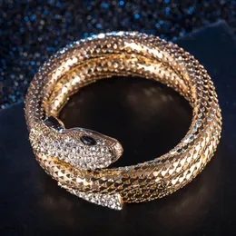 Творческий панк -золотой цвет змея браслет ретро -клуб змея спиральный браслет верхняя рука румс