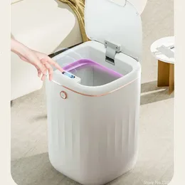 20L22L Automatic Sensor Trash Can UV Light Induction Smart Dustbin For Bathroom Toilet Wastebasket Lid Home 240510