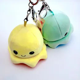 Reversible Octopus Pendant Keychain Cartoon Plush Toy Inversion Octopus Key Chain Cute Double Face Expression Doll