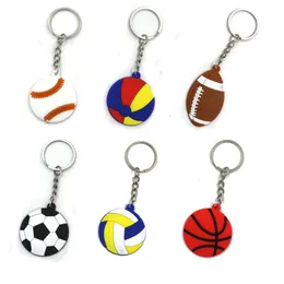 Anahtarlıklar Landards PVC Keychain Futbol Basketbol Voleybol Plajı Rugby Metal Çocuk Kolye Hediyesi
