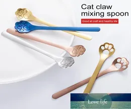 1pc Aço inoxidável Creative Gold Dog Cat Garra Clawa Hollow Slowing Spoon Cover Coffee Spoons Spoons Fools Factor5861240