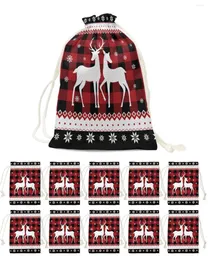 Dekoracje świąteczne Elk Elk Red Tapida Candy Bags Santa Gift Bag Home Party Navidad Xmas Linen Packing