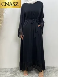 Ethnic Clothing Edição limitada de alta qualidade Abaya saudita Mulheres islâmicas com mangas de renda e vestidos formais da bainha Ramadã Kaftan