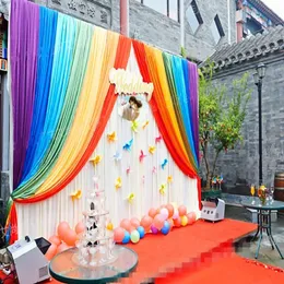 3 x 3 mアイスシルククロス卒業結婚式の背景装飾ベビーバプテスマキッズシャワーパーティー装飾誕生日背景カーテンレインボー256q