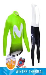 Ropa Ciclismo Invierno 2020 Takım Movistar Kış Bisiklet Jersey Seti Termal Polar Bisiklet Giysileri MTB Bike Jersey Bib Pants Set6549373