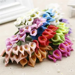 Flores decorativas 12pcs/lot espuma calla make handmake artificial flor bouquet decoração de casamento diy grinald presente para