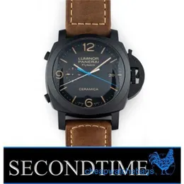Lyxiga armbandsur Panerei Submersible Watches Mechanical Watch Chronograph Paneraiss PAM00580 Luminors 1950 3Day 44mm Ceramic Flyback Timing Code SEG2