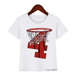 T-shirts New Popular Childrens Tshirt Fun Basketball Birthday Digital Sweater Birthday Gift Clothing Childrens Summer Boys T-shirt TopL2405