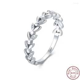 Cluster Ringe Jialy Sprudel European Blätter CZ S925 Sterling Silber Finger Ring für Frauen Geburtstagsfeier Hochzeit Schmuck Schmuck