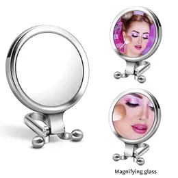 Kompakta speglar 1 Handhållen förstorad makeup spegel fällbar på båda sidor hushållens skrivbord Q240509