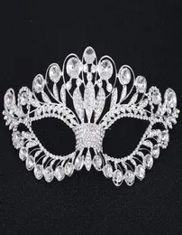Maschera cristallo tono d'argento veneziano mascherato da sposa strass maschera di cristallo maschera di abbigliamento elegante da ballo da festa fj213933796