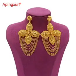 Apingxun Design Gold Color Tassels Серьги арабские эфиопские женские женские девочки вечеринка французские свадебные украшения подарки на день рождения 240506