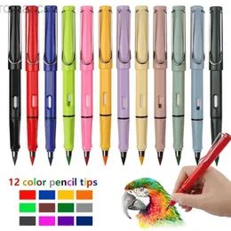 Matite matite colorate eterne matita+12 colori a matita infinita tecnologia di scrittura a inchiostro segnalino eliminabile pennino disegno per bambini d240510