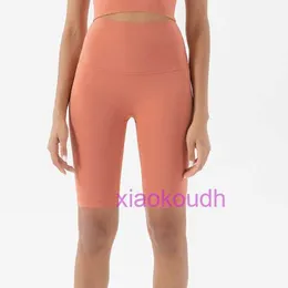 Lu Woman Yoga Sports Biker Hotty Hot Shorts 2024 Double Sudeded escovado sem calças estranhas com altas cintura pêssego