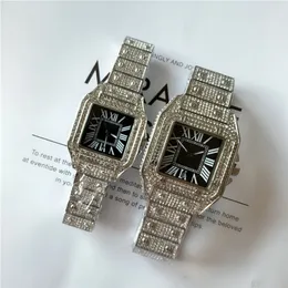 Gorąca wyprzedaż Wysokiej jakości mężczyźni kobiety modne zegarek goleni Diamond Watch Pełne lodowane zegarki Kwarc nierdzewny ruch luksusowy nadgarstek 180h