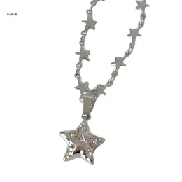Pendant Necklaces X7YA Diamonds Inlay Simple Clavicle Chain Women Girls Wedding Jewelry Birthday Gift